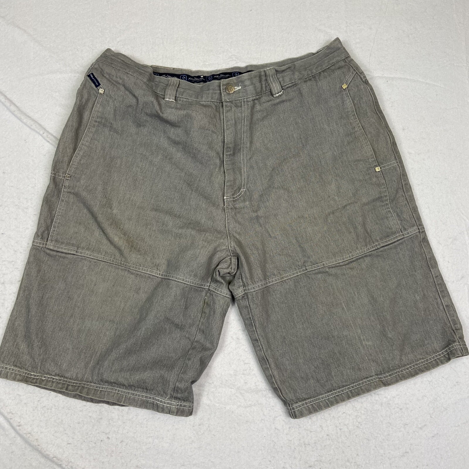 Kno Betta Denim Shorts Mens 42 Baggy Gray Jean Vtg 90s Long 13" Inseam